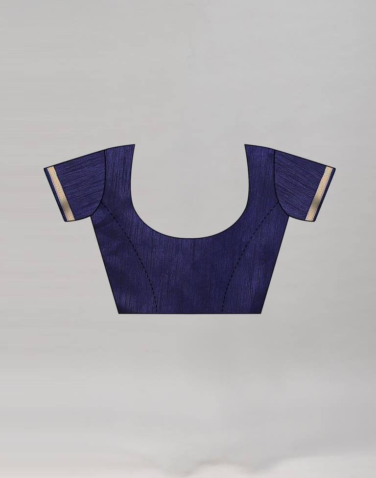 Navy Blue Printed Chiffon Saree | Sudathi