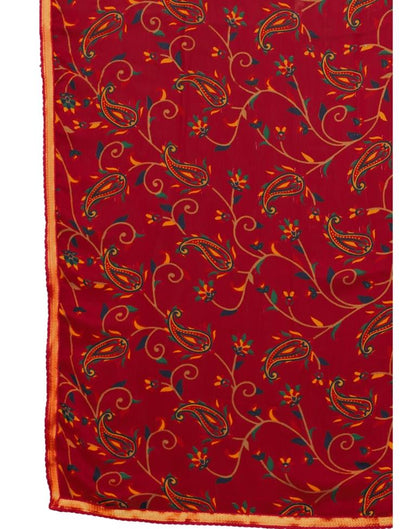 Red Printed Chiffon Saree | Sudathi