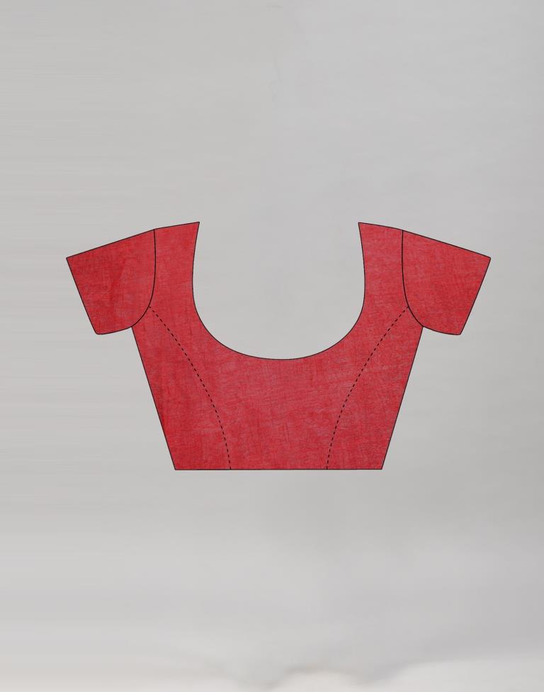 Burnt Red Printed Chiffon Saree | Sudathi