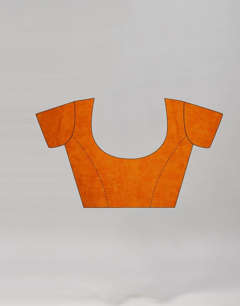 Orange Printed Chiffon Saree | Sudathi