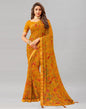 Turmeric Yellow Printed Chiffon Saree | Sudathi