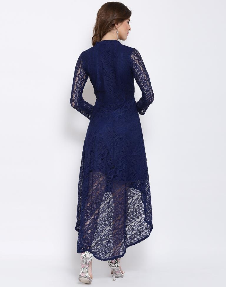 Blue Coloured Plain Russell Net Dress | Sudathi