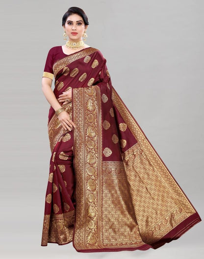 Refreshing Maroon Banarasi Saree | Sudathi