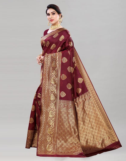 Refreshing Maroon Banarasi Saree | Sudathi