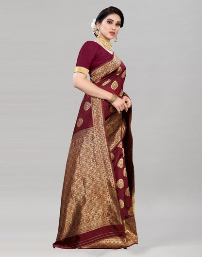 Refreshing Maroon Banarasi Saree | Sudathi