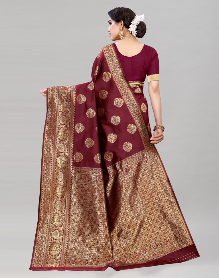 Refreshing Maroon Banarasi Saree | Sudathi