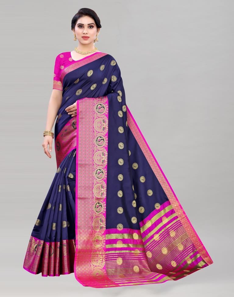 Navy Blue Banarasi Saree | Sudathi