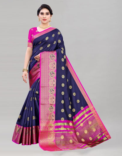 Navy Blue Banarasi Saree | Sudathi