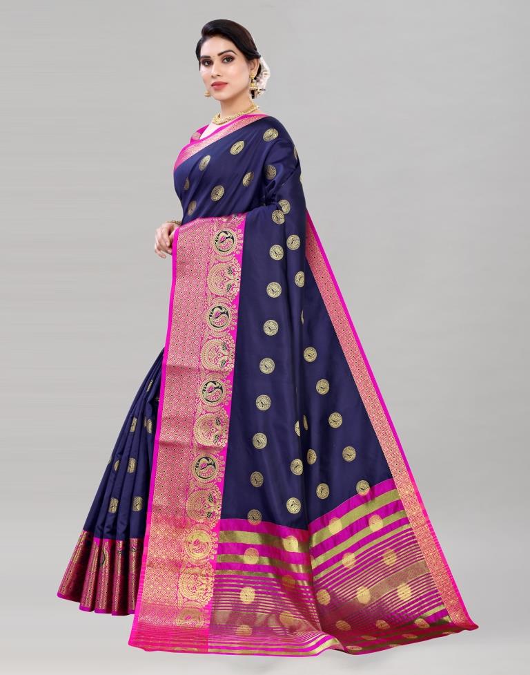 Navy Blue Banarasi Saree | Sudathi