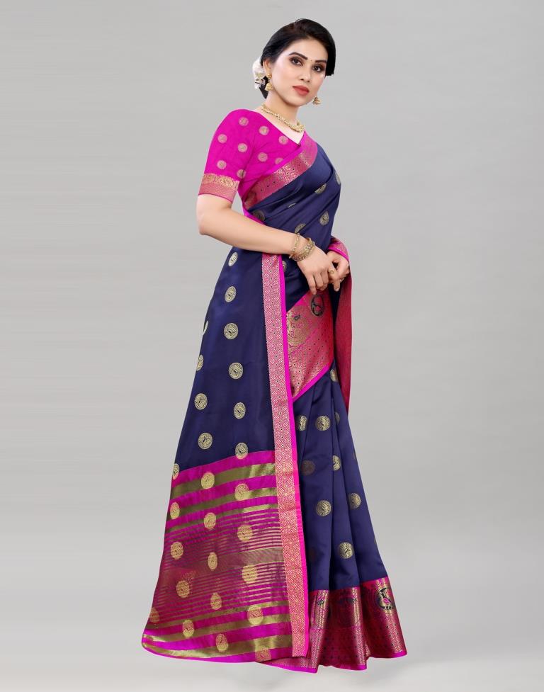 Navy Blue Banarasi Saree | Sudathi