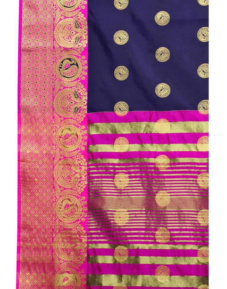 Navy Blue Banarasi Saree | Sudathi