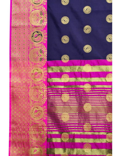 Navy Blue Banarasi Saree | Sudathi