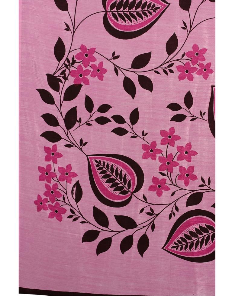 Lavender Pink Floral Printed Saree | Sudathi