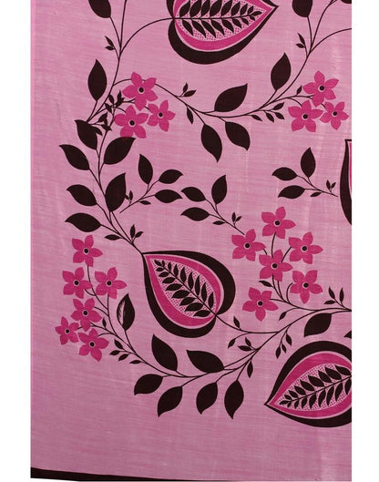 Lavender Pink Floral Printed Saree | Sudathi