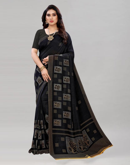 Ethnic Black Printed Saree | Sudathi