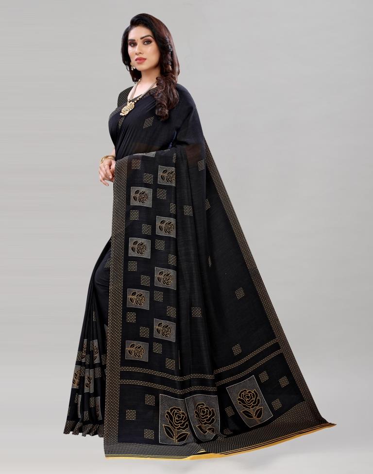 Ethnic Black Printed Saree | Sudathi