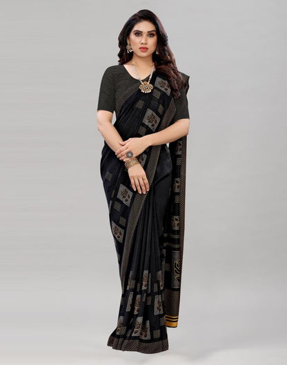 Ethnic Black Printed Saree | Sudathi