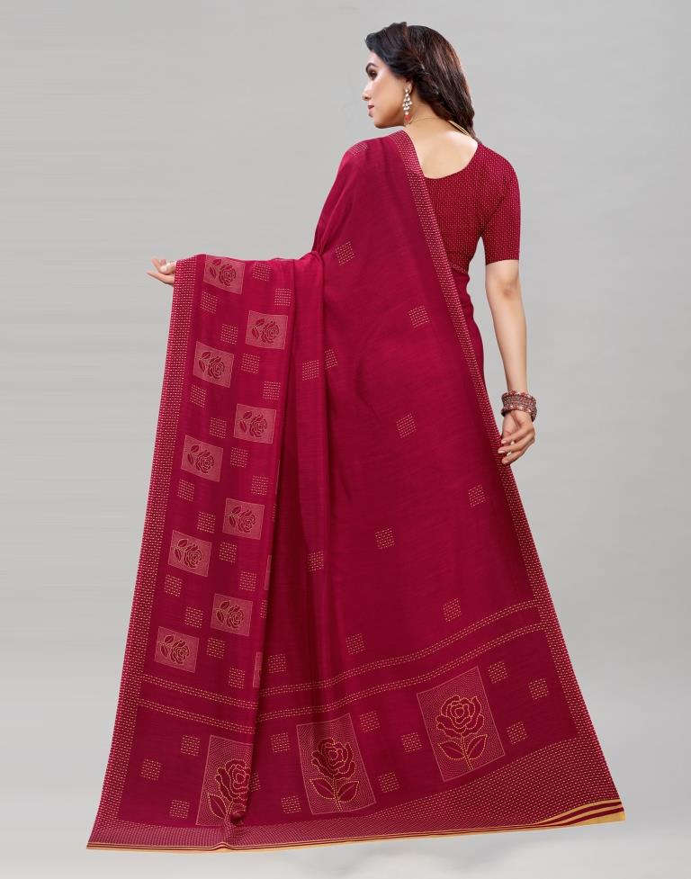 Distinctive Maroon Printed Saree | Sudathi