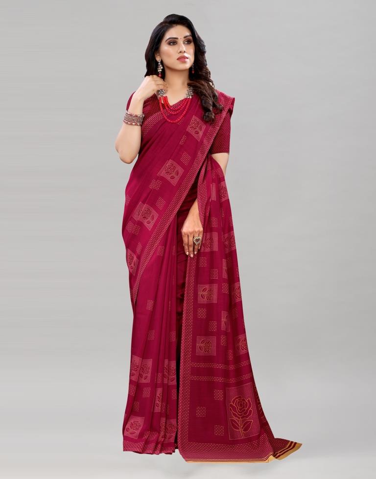 Distinctive Maroon Printed Saree | Sudathi