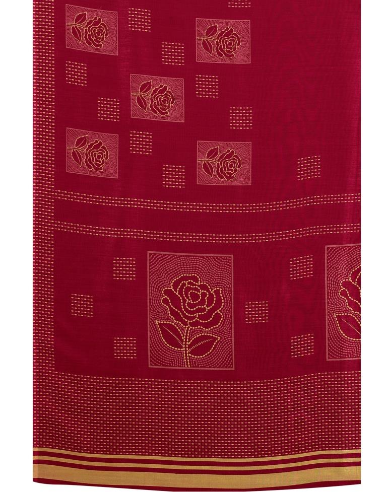 Distinctive Maroon Printed Saree | Sudathi