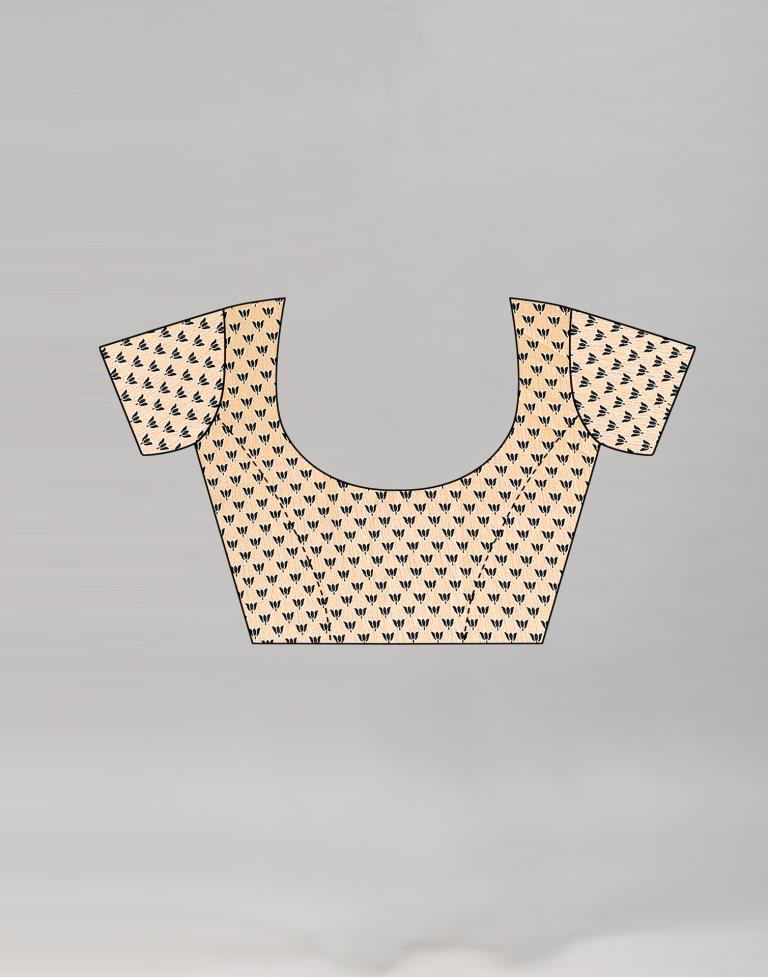 Engrossing Cream Printed Saree | Sudathi