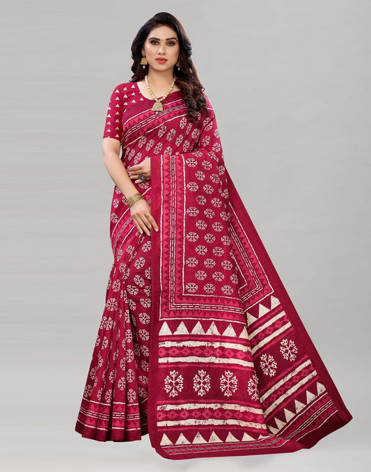 Maroon Printed Saree | Sudathi