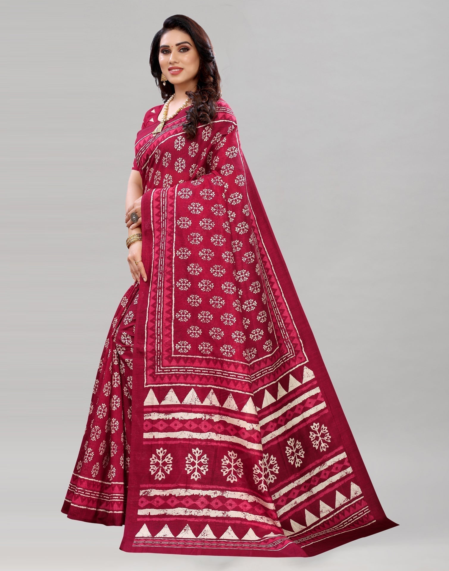 Maroon Printed Saree | Sudathi