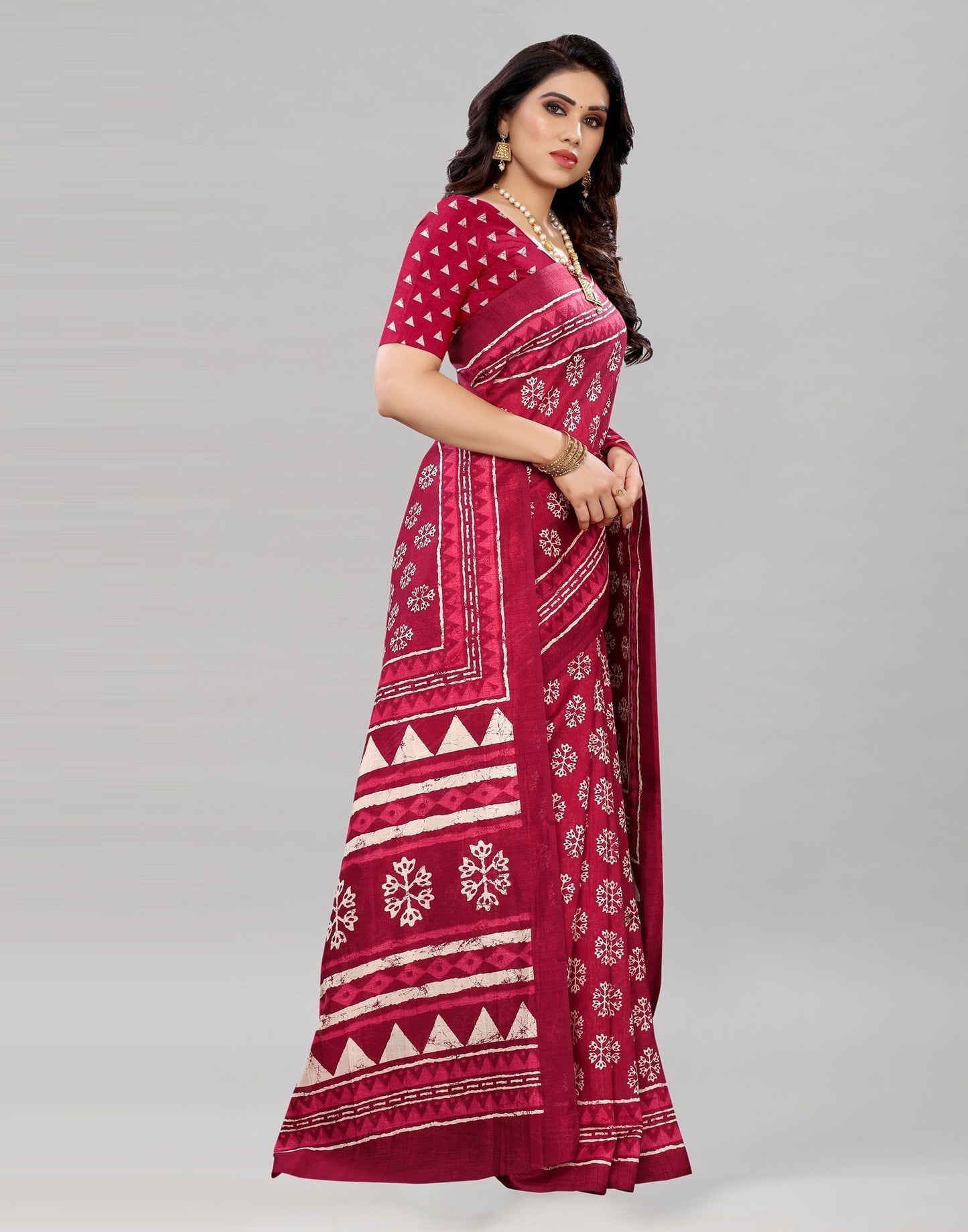 Maroon Printed Saree | Sudathi