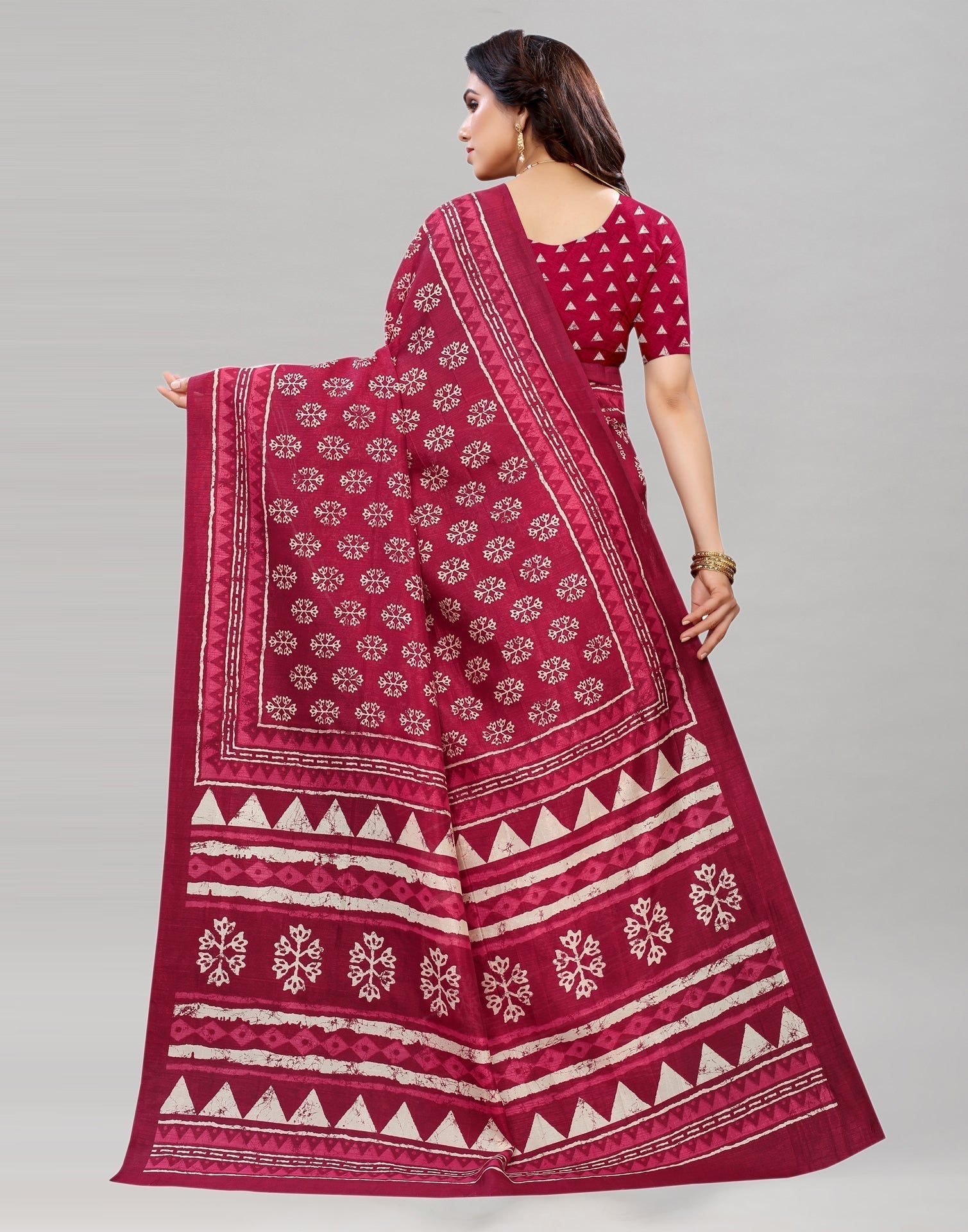 Maroon Printed Saree | Sudathi