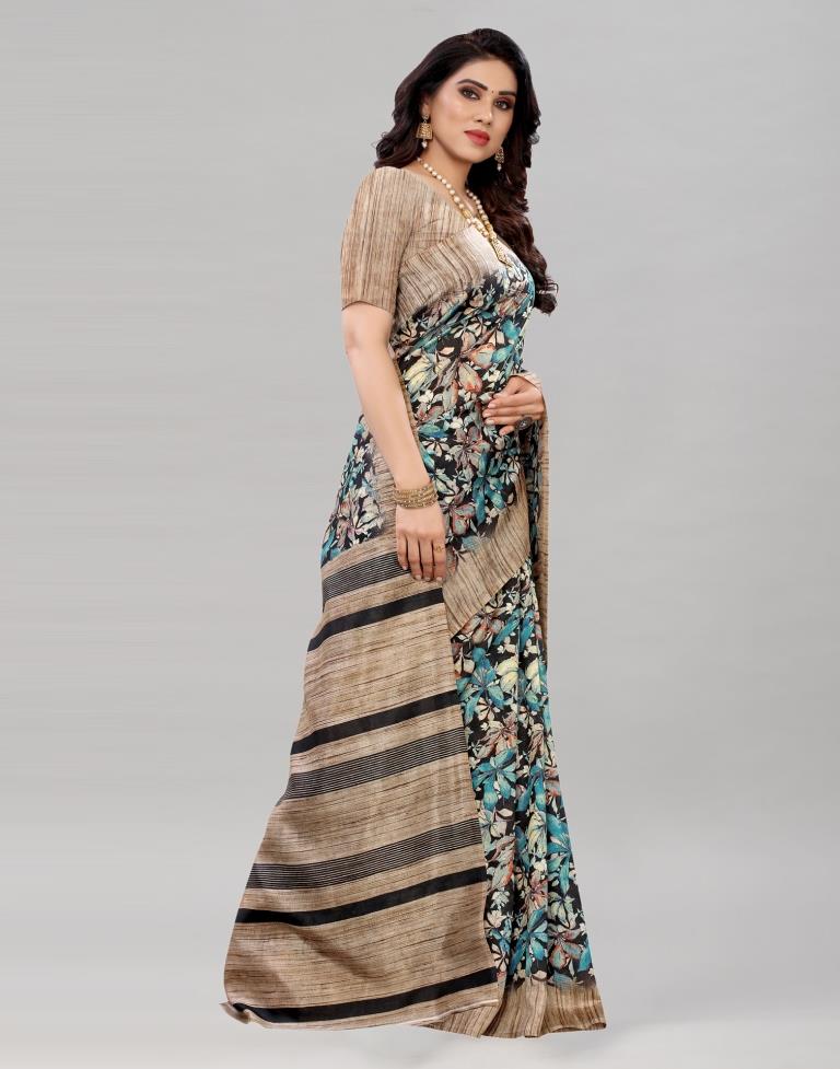 Pastel Brown Printed Saree | Sudathi