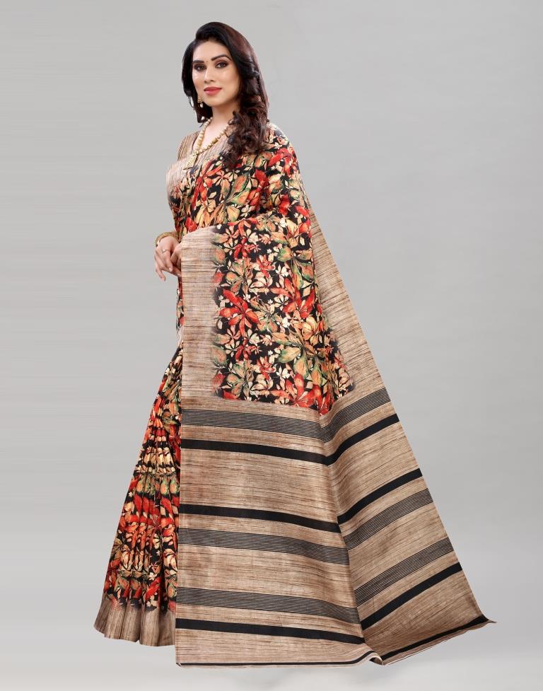 Wood Brown Printed Saree | Sudathi