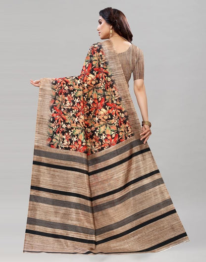 Wood Brown Printed Saree | Sudathi