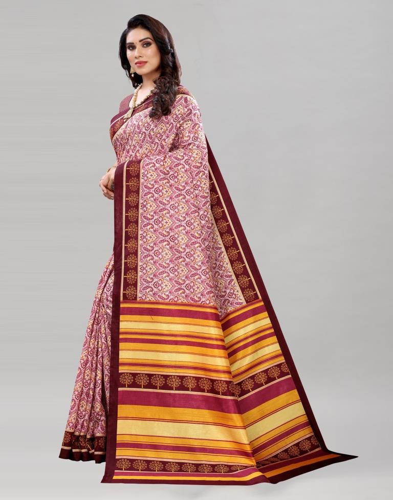 Dreamy Pinkish Printed Saree | Sudathi