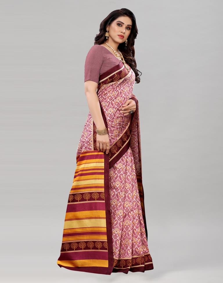 Dreamy Pinkish Printed Saree | Sudathi