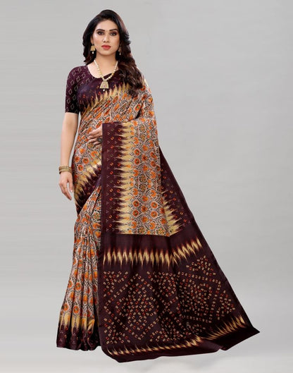 Divine Brown Printed Saree | Sudathi