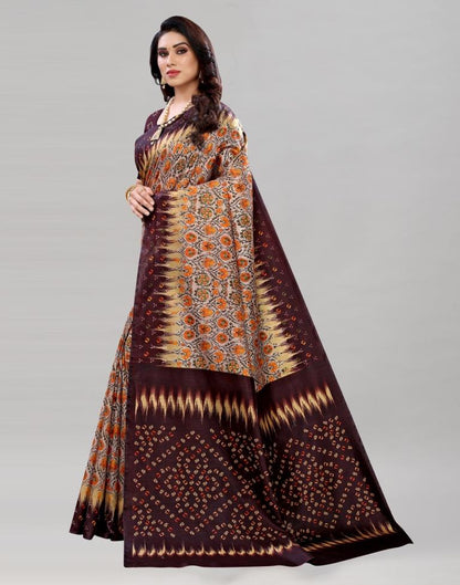 Divine Brown Printed Saree | Sudathi