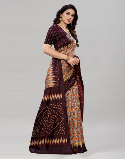 Divine Brown Printed Saree | Sudathi