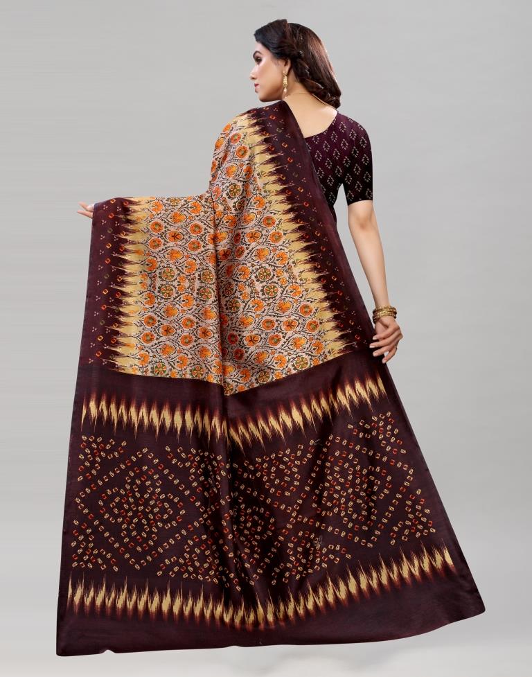 Divine Brown Printed Saree | Sudathi