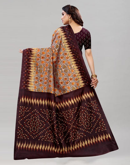 Divine Brown Printed Saree | Sudathi