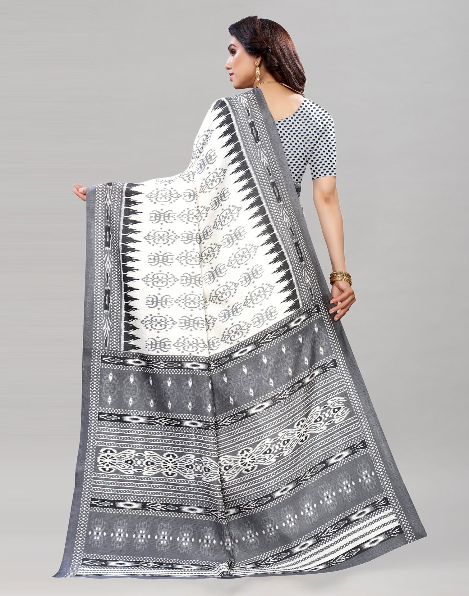 White Printed Saree | Sudathi