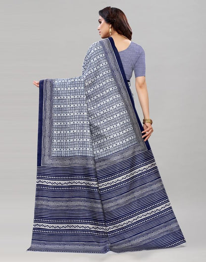 Navy Blue Printed Saree | Sudathi