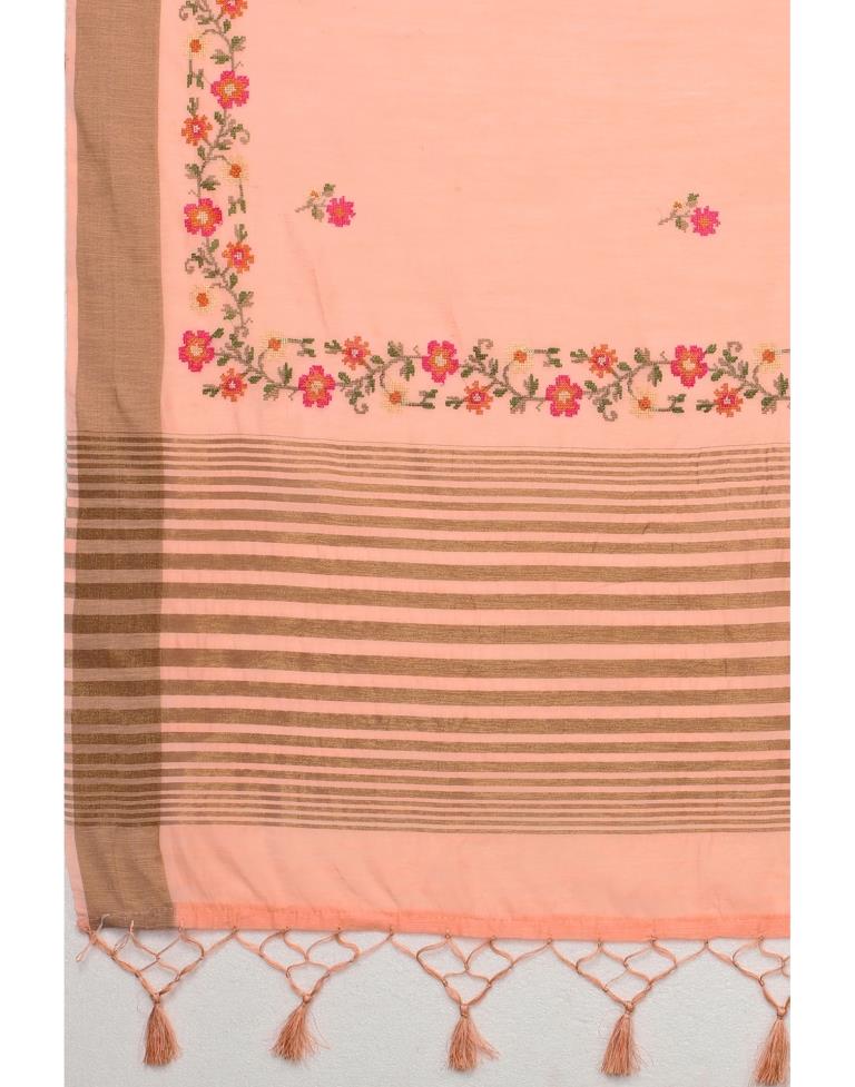 Pink Embroidered Cotton Saree | Sudathi