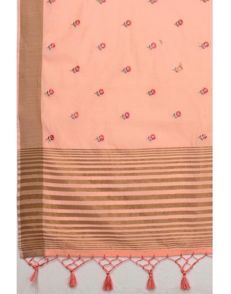 Pink Embroidered Cotton Saree | Sudathi