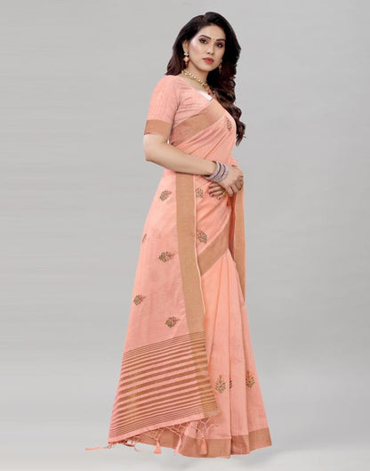 Pink Embroidered Cotton Saree | Sudathi