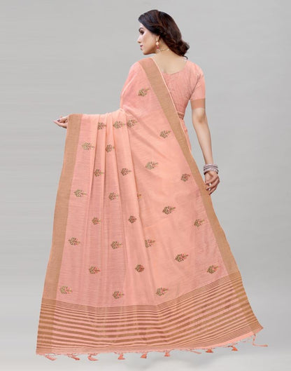 Pink Embroidered Cotton Saree | Sudathi