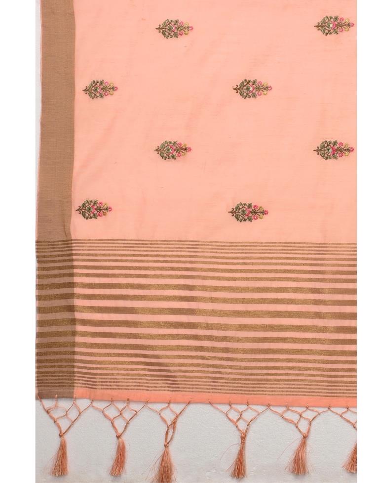 Pink Embroidered Cotton Saree | Sudathi