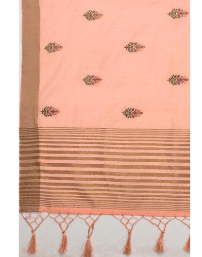 Pink Embroidered Cotton Saree | Sudathi