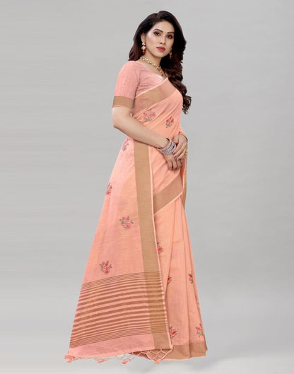 Pink Embroidered Cotton Saree | Sudathi