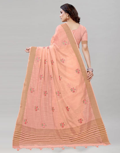 Pink Embroidered Cotton Saree | Sudathi