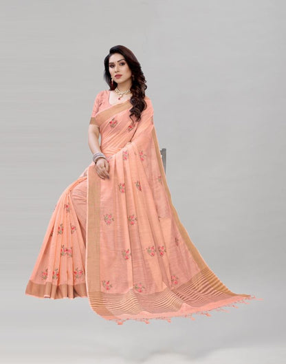 Pink Embroidered Cotton Saree | Sudathi